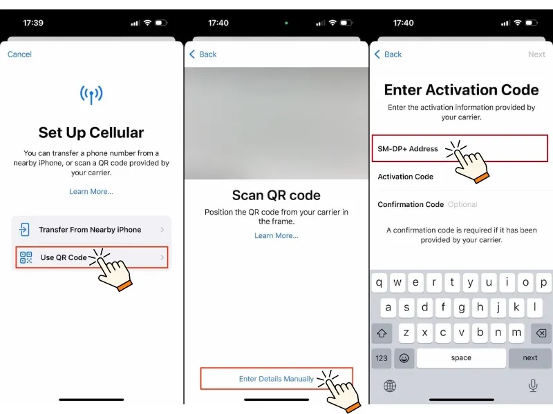 Using SM-DP+ Address to Activate eSIM on iPhone